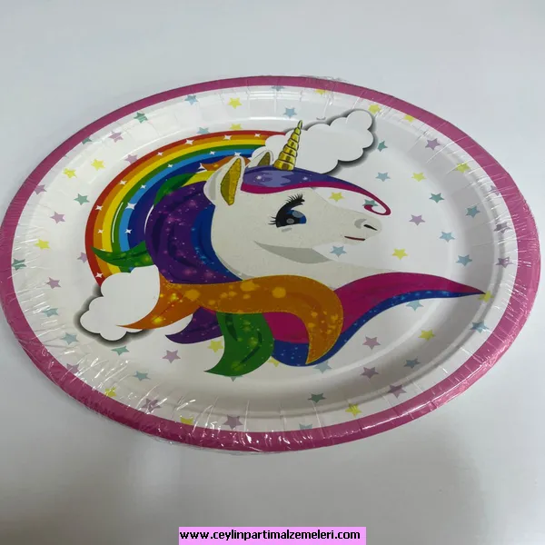 Unicorn Temalı Karton Tabak